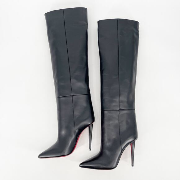 Christian Louboutin Astrilarge Botta 100 Black Leather Knee High Boots EU 40 - Picture 4 of 12